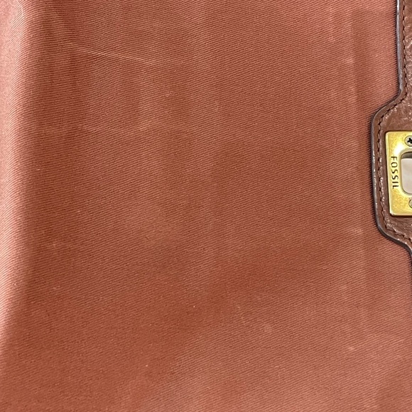 FOSSIL Brown Cowhide Leather Turn Lock Croc Embossed Crossbody Bag vintage bag - Picture 9 of 14